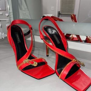 Versace 100mm Safety Pin Zipper Heels
